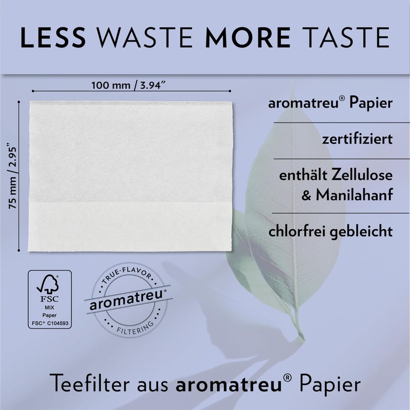 finumÂ® 100 TEA FILTERS + Stick Tea Bags For Loose Tea Made Of Paper Biodegradable Tea Filter Paper FSC Certified Filter Bags For Cups - Image 3